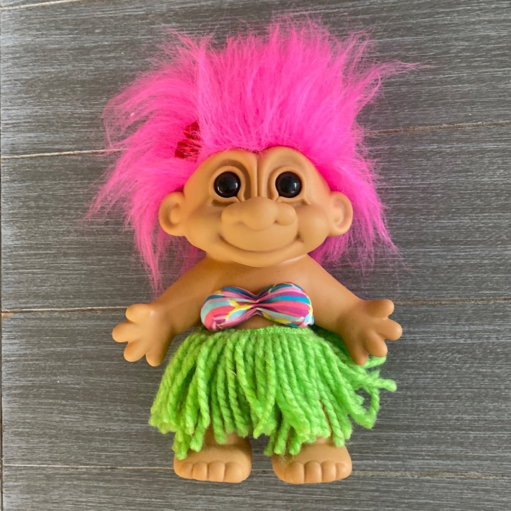 Vintage Hula Troll Doll. 10” in height